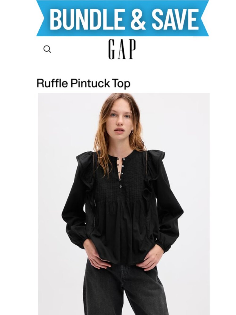 GAP Ruffle Pintuck Top